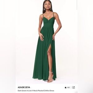 Azazie Zeya Dress Dark Green SIZE A4